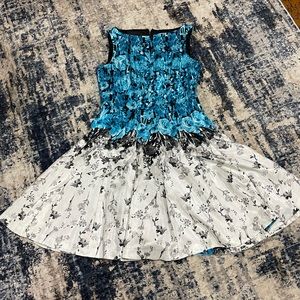Blue and white formal dress